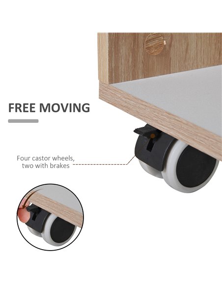 HOMCOM Kitchen Storage Trolley Cart Cupboard Rolling Island Shelves Cabinet With Door and Drawer Locking Wheels 801-078 - pic 43549 | FastDaddyshop