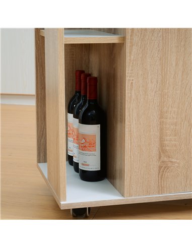 HOMCOM Kitchen Storage Trolley Cart Cupboard Rolling Island Shelves Cabinet With Door and Drawer Locking Wheels 801-078