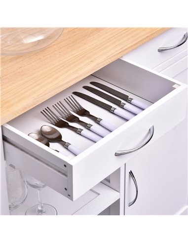 HOMCOM Kitchen Storage Trolley Cart Cupboard Rolling Wheels Shelves Cabinet Island W/ Drawers Towel Rail Wine Glass Rack Pine Wo
