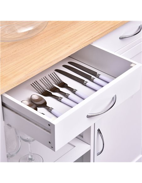 HOMCOM Kitchen Storage Trolley Cart Cupboard Rolling Wheels Shelves Cabinet Island W/ Drawers Towel Rail Wine Glass Rack Pine Wo - pic 43559 | FastDaddyshop