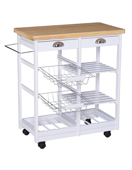 HOMCOM Rolling Kitchen Island Trolley Cart Drawer, White 801-079WT - pic 43563 | FastDaddyshop