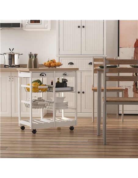 HOMCOM Rolling Kitchen Island Trolley Cart Drawer, White 801-079WT - pic 43564 | FastDaddyshop