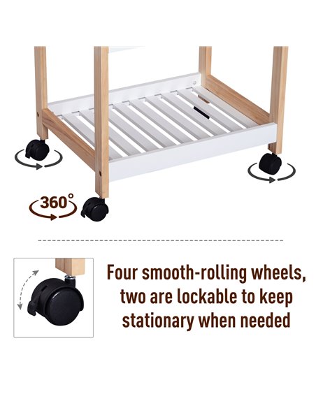 HOMCOM 3-Tier Mobile Kitchen Trolley Cart Storage Shelves Rack Rolling Wheels White 46 x 35 x 74.5 cm 801-091 - pic 43576 | FastDaddyshop