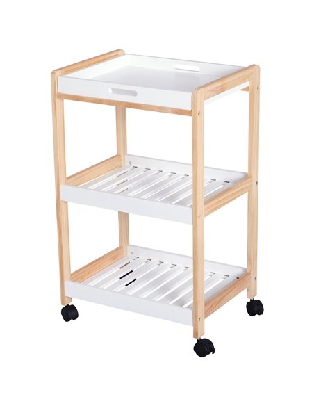 HOMCOM 3-Tier Mobile Kitchen Trolley Cart Storage Shelves Rack Rolling Wheels White 46 x 35 x 74.5 cm 801-091 - pic 43578 | FastDaddyshop