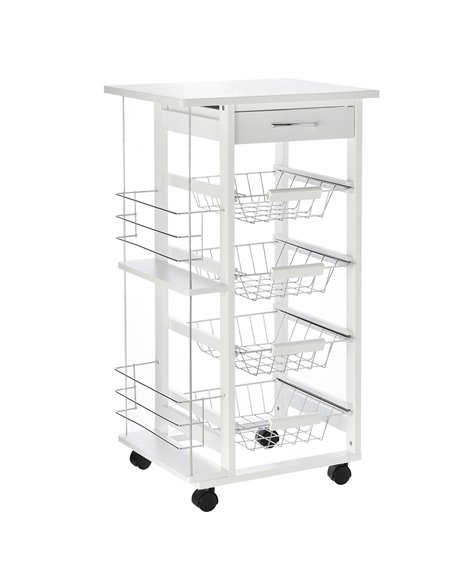 HOMCOM Multi-Use Kitchen Island Trolley, White 801-121V01WT - pic 43590 | FastDaddyshop