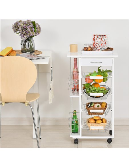 HOMCOM Multi-Use Kitchen Island Trolley, White 801-121V01WT - pic 43591 | FastDaddyshop