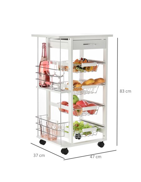 HOMCOM Multi-Use Kitchen Island Trolley, White 801-121V01WT - pic 43592 | FastDaddyshop