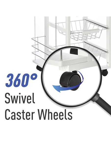 HOMCOM Multi-Use Kitchen Island Trolley w/ 4 Baskets 2 Side Racks Drawer Worktop 4 Wheels Worktop Food Storage Smooth Rolling Co - pic 43595 | FastDaddyshop