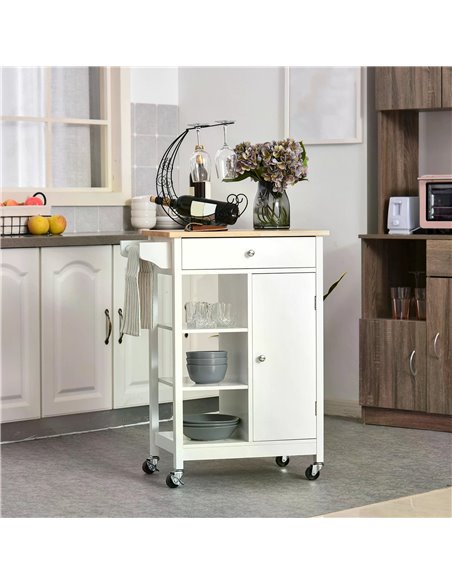 HOMCOM Kitchen Storage Trolley Unit, White 801-126 - pic 43608 | FastDaddyshop