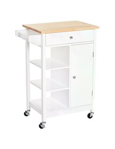 HOMCOM Kitchen Storage Trolley Unit, White 801-126