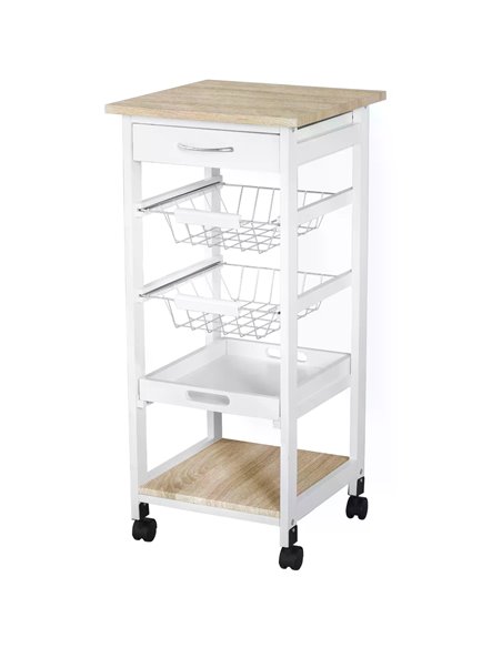 HOMCOM Mobile Rolling Kitchen Island Trolley, White 801-152V01 - pic 43617 | FastDaddyshop
