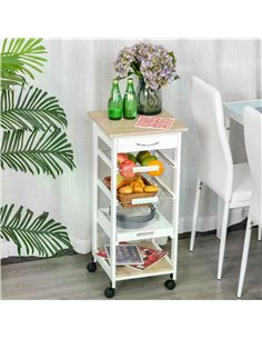 HOMCOM Mobile Rolling Kitchen Island Trolley, White 801-152V01 2