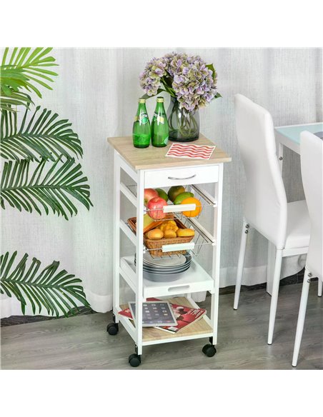 HOMCOM Mobile Rolling Kitchen Island Trolley, White 801-152V01 - pic 43618 | FastDaddyshop