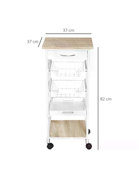 HOMCOM Mobile Rolling Kitchen Island Trolley for Living room, Serving Cart with Drawer & Basket, White 801-152V01 - pic 43619 | FastDaddyshop
