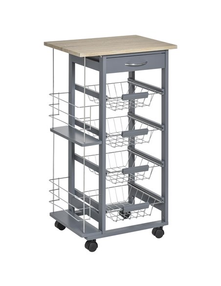 HOMCOM Kitchen Trolley, Multi-Use Kitchen Island, Dark Grey 801-121V01CG - pic 43626 | FastDaddyshop