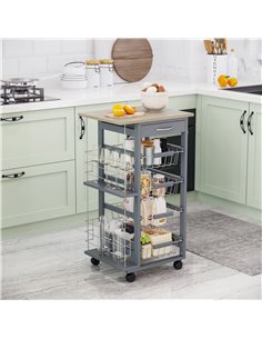 HOMCOM Kitchen Trolley, Multi-Use Kitchen Island, Dark Grey 801-121V01CG 2