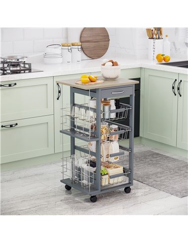 HOMCOM Kitchen Trolley, Multi-Use Kitchen Island, Dark Grey 801-121V01CG