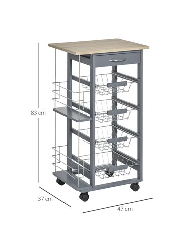 HOMCOM Kitchen Trolley, Multi-Use Kitchen Island, Dark Grey 801-121V01CG