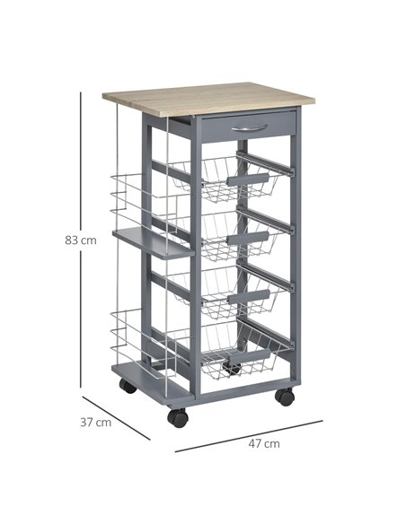 HOMCOM Kitchen Trolley, Multi-Use Kitchen Island, Dark Grey 801-121V01CG - pic 43628 | FastDaddyshop