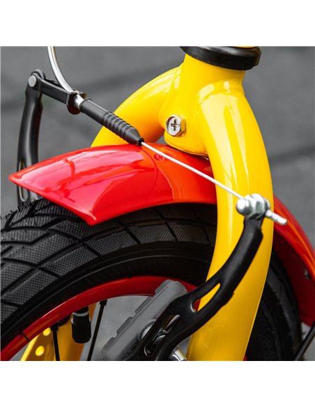 HOMCOM Kids Kick Scooter, w/ Adjustable Height, Front Rear Dual Brakes, 12 Inch Inflatable Rubber Wheels, for Ages 5+ Years - Ye - pic 4363 | FastDaddyshop