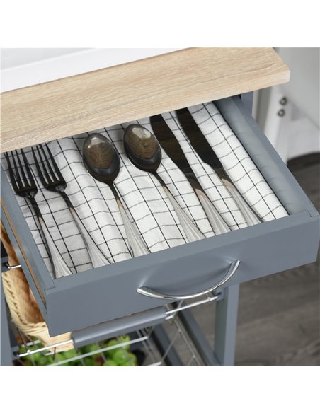 HOMCOM Kitchen Trolley, Multi-Use Kitchen Island w/ 4 Baskets 2 Side Racks 4 Wheels Food Storage Smooth Rolling Compact Furnitur - pic 43633 | FastDaddyshop