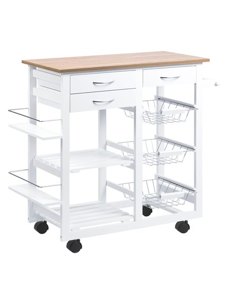 HOMCOM Rolling Kitchen Island on Wheels, White 801-158 - pic 43644 | FastDaddyshop