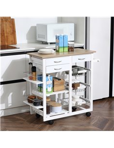 HOMCOM Rolling Kitchen Island on Wheels, White 801-158 2