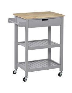 HOMCOM Kitchen Trolley Utility Cart on Wheels, Grey 801-181