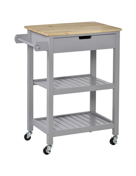 HOMCOM Kitchen Trolley Utility Cart on Wheels, Grey 801-181 - pic 43653 | FastDaddyshop