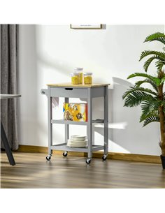 HOMCOM Kitchen Trolley Utility Cart on Wheels, Grey 801-181 2