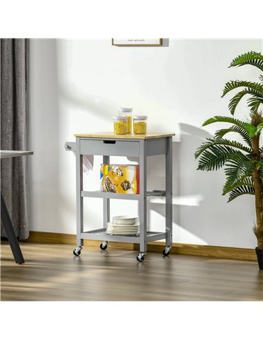 HOMCOM Kitchen Trolley Utility Cart on Wheels, Grey 801-181