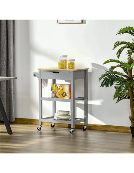 HOMCOM Kitchen Trolley Utility Cart on Wheels, Grey 801-181 - pic 43654 | FastDaddyshop