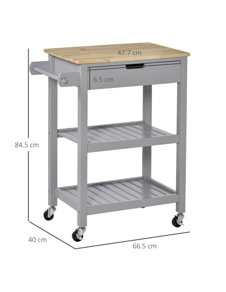 HOMCOM Kitchen Trolley Utility Cart on Wheels, Grey 801-181 - pic 43655 | FastDaddyshop