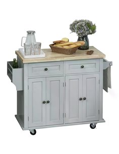 HOMCOM Rolling Kitchen Island Storage Trolley, Grey 801-161GY