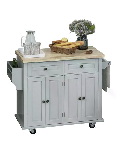 HOMCOM Rolling Kitchen Island Storage Trolley, Grey 801-161GY - pic 43662 | FastDaddyshop
