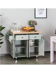 HOMCOM Rolling Kitchen Island Storage Trolley, Grey 801-161GY 2