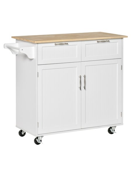HOMCOM Modern Rolling Kitchen Island, White 801-203 - pic 43671 | FastDaddyshop