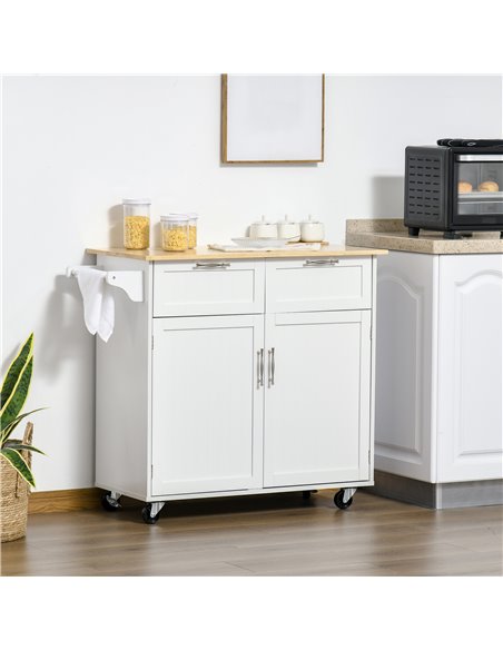 HOMCOM Modern Rolling Kitchen Island, White 801-203 - pic 43672 | FastDaddyshop