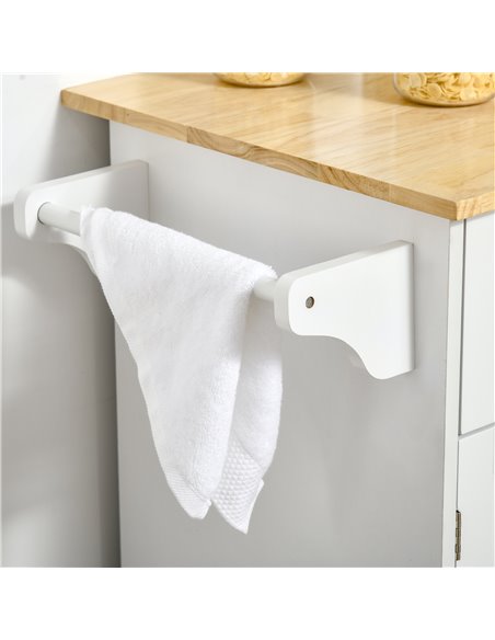 HOMCOM Modern Rolling Kitchen Island Storage Kitchen Cart Utility Trolley with Rubberwood Top, 2 Drawers, White 801-203 - pic 43679 | FastDaddyshop