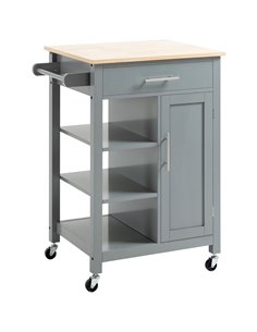 HOMCOM Compact Kitchen Trolley Utility Cart on Wheels, Grey 801-211GY
