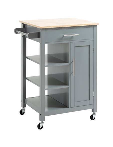 HOMCOM Compact Kitchen Trolley Utility Cart on Wheels, Grey 801-211GY - pic 43689 | FastDaddyshop