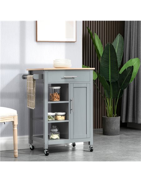 HOMCOM Compact Kitchen Trolley Utility Cart on Wheels, Grey 801-211GY - pic 43690 | FastDaddyshop