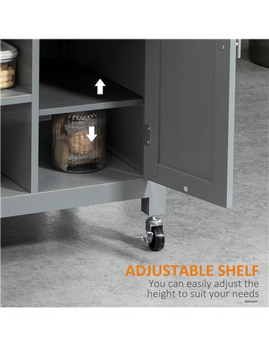 HOMCOM Compact Kitchen Trolley Utility Cart on Wheels with Open Shelf & Storage Drawer for Dining Room, Kitchen, Grey 801-211GY