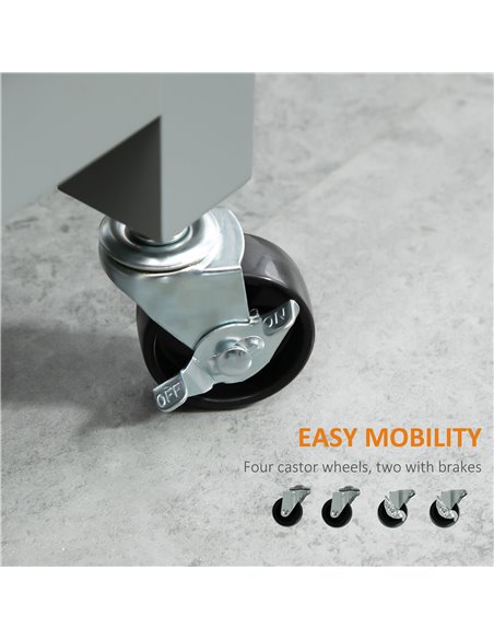 HOMCOM Compact Kitchen Trolley Utility Cart on Wheels with Open Shelf & Storage Drawer for Dining Room, Kitchen, Grey 801-211GY - pic 43695 | FastDaddyshop