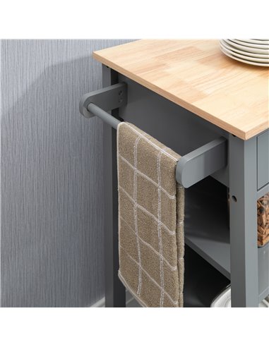 HOMCOM Compact Kitchen Trolley Utility Cart on Wheels with Open Shelf & Storage Drawer for Dining Room, Kitchen, Grey 801-211GY