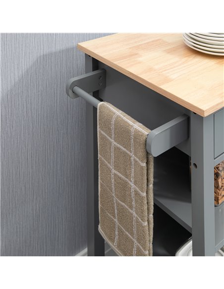 HOMCOM Compact Kitchen Trolley Utility Cart on Wheels with Open Shelf & Storage Drawer for Dining Room, Kitchen, Grey 801-211GY - pic 43696 | FastDaddyshop