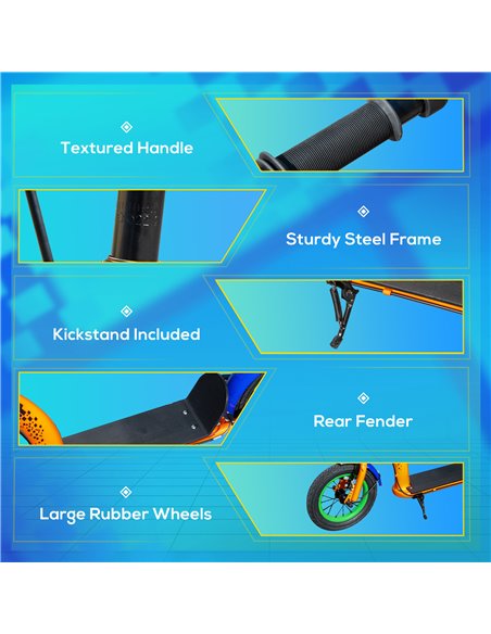 HOMCOM Kids Kick Scooter, Push Scooter, Adjustable Height, Front Rear Dual Brakes, 12-Inch Inflatable Rubber Wheels, for 5+ Year - pic 4370 | FastDaddyshop