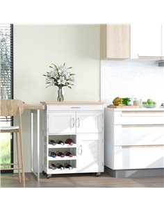 HOMCOM Modern Kitchen Trolley, Rolling Island Storage Cart, White 801-179 2