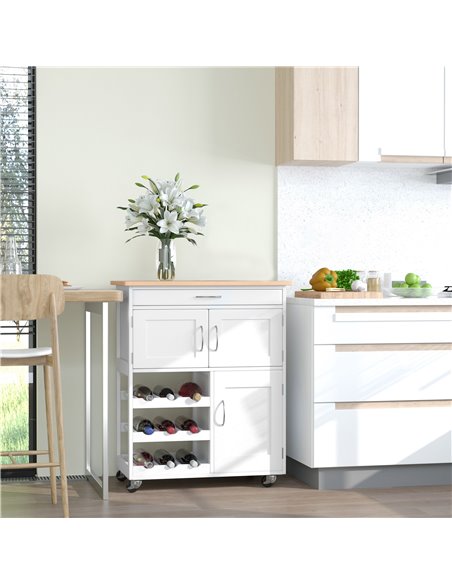 HOMCOM Modern Kitchen Trolley, Rolling Island Storage Cart, White 801-179 - pic 43708 | FastDaddyshop