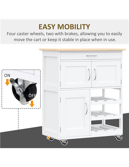 HOMCOM Modern Kitchen Trolley, Rolling Island Storage Cart, White 801-179 - pic 43711 | FastDaddyshop